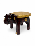 Front angled view of dark red-brown elephant-shaped decorative accent stand