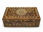 Front angled view of floral mandala decorative storage box
