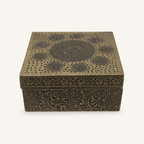 Front view of the Antique Gold Mandala Keepsake Box
