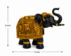 Dimension guide for black and gold elephant sculpture