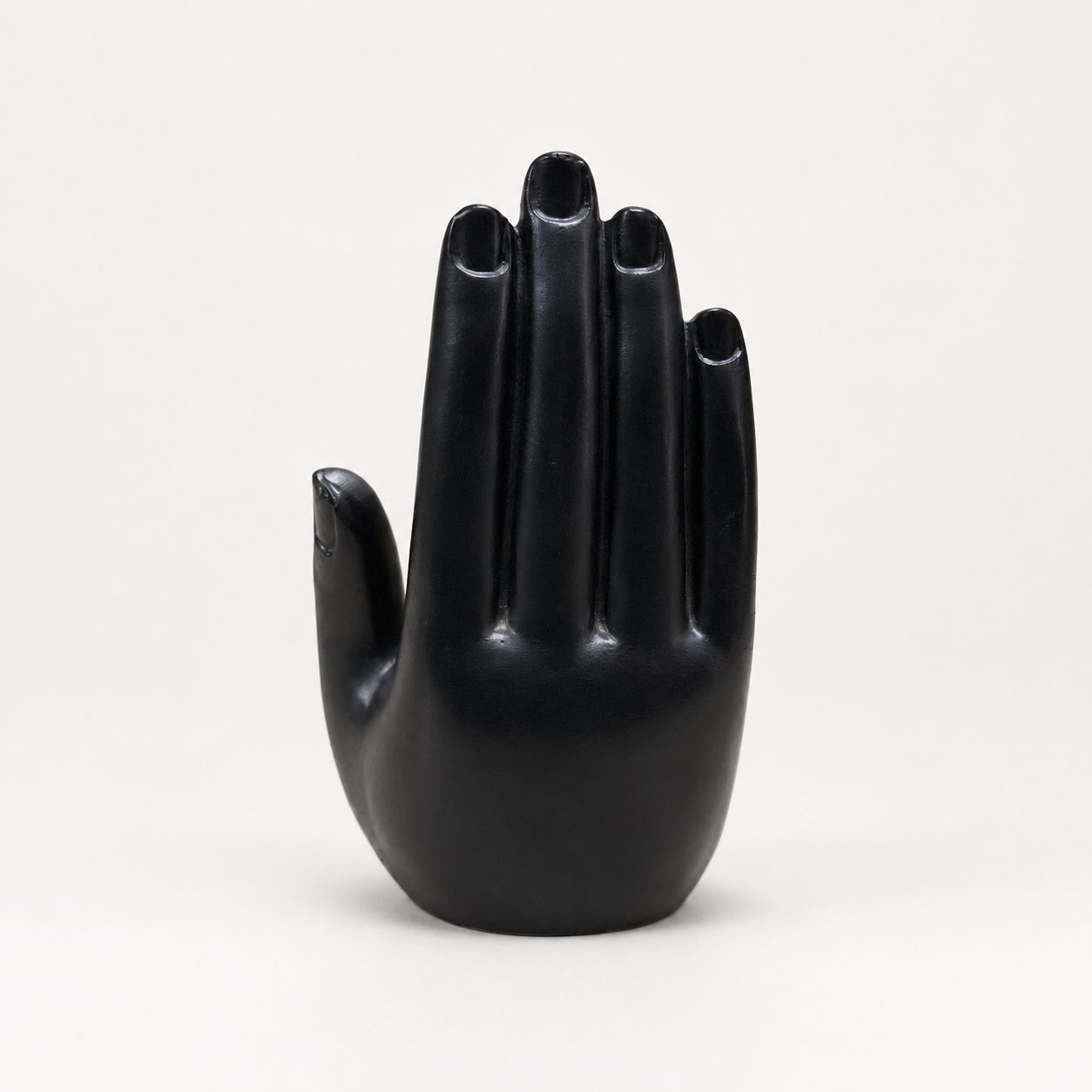 Black Blessing Palm Buddha sculpture, back view