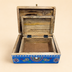 Cobalt Bloom set of two nesting keepsake boxes with both hinged lids open