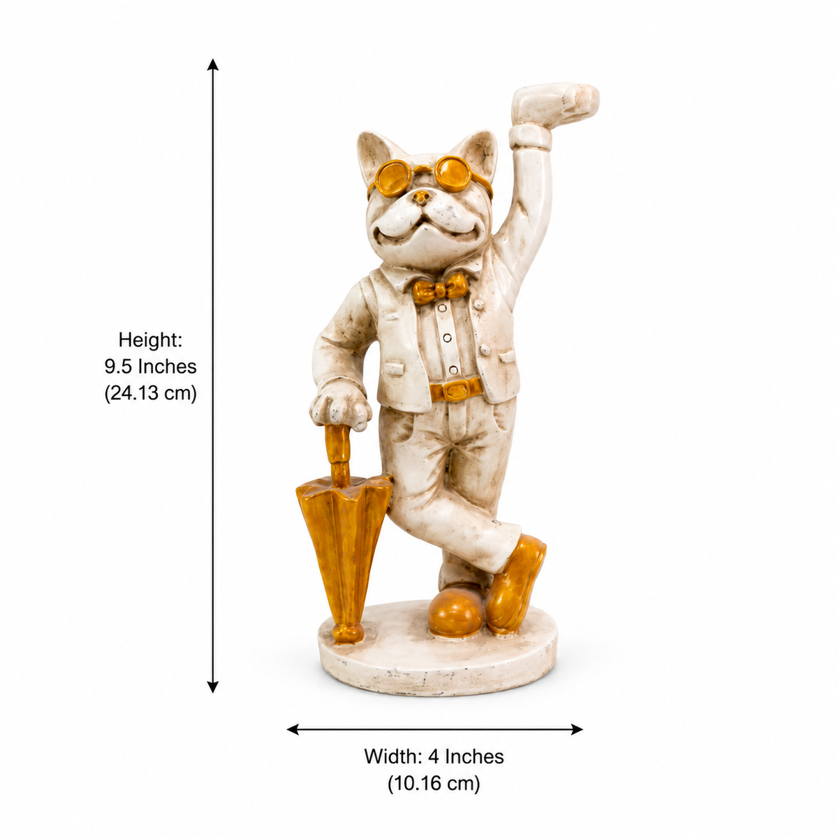 Cat umbrella sculpture dimensions: 4 inches wide and 9.5 inches high