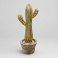 Desert Gleam gold-toned cactus decorative sculpture in a textured pot, front view