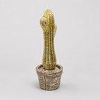Desert Gleam gold-toned cactus decorative sculpture, rear view