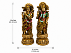 Size image showing Radha–Krishna idols at 9 inches high and 6 inches across the pair, 22.86 by 15.24 cm