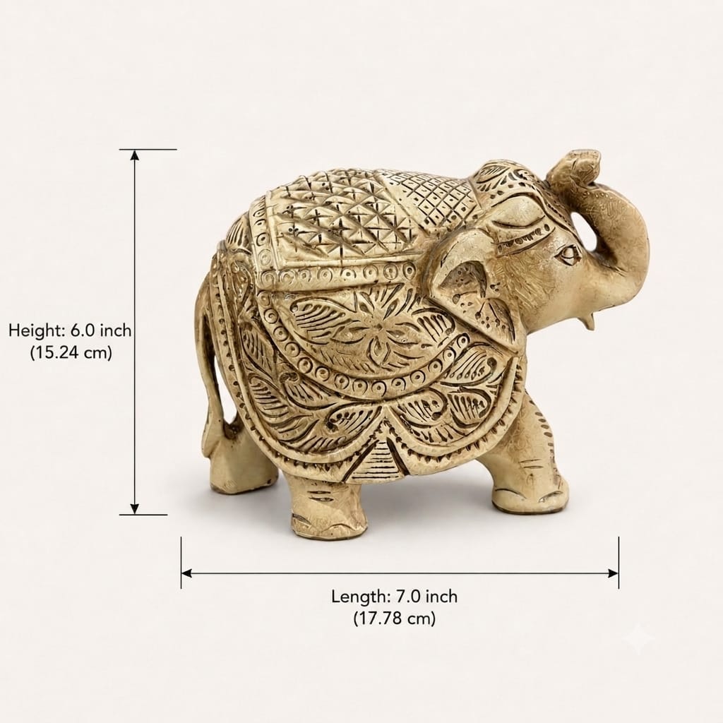 Floral Majesty elephant sculpture dimensions: 7 inches long and 6 inches high