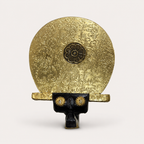 Top view of the ornate gold-toned surface on the Gilded Elephant Mini Decorative Stool
