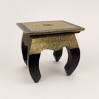 Angled view of the Gilded Paisley Square Decorative Stool