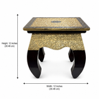 Gilded Paisley Square Decorative Stool dimensions: 12 inches square and 12 inches high