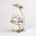 Golden Canopy ivory and gold elephant family decorative sculpture, front view