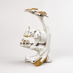 Golden Canopy ivory and gold elephant family decorative sculpture, front view