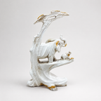 Golden Canopy ivory elephant family decorative sculpture, rear view