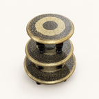 Three graduated sizes in the Golden Mandala Round Decorative Chowki Set