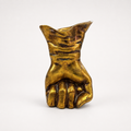 Golden Resolve gold-toned sculpted hand decorative accent, front view
