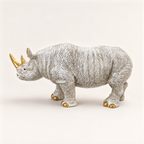 Ivory and gold decorative rhino sculpture, reverse side view