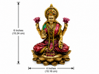 Lakshmi idol dimension image showing 6 inches in height and 4 inches in width, 15.24 by 10.16 cm