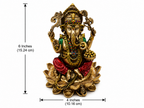 Ganesha idol dimension image showing 6 inches in height and 4 inches in width, 15.24 by 10.16 cm