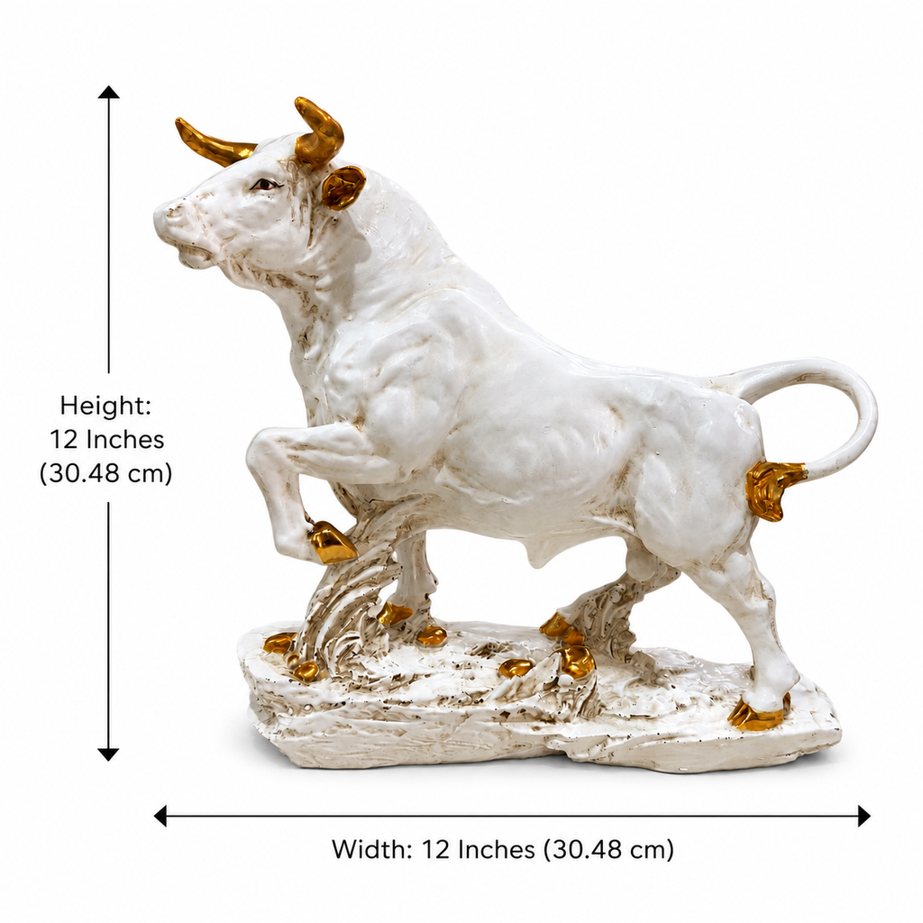Bull sculpture dimensions: 12 inches wide and 12 inches high