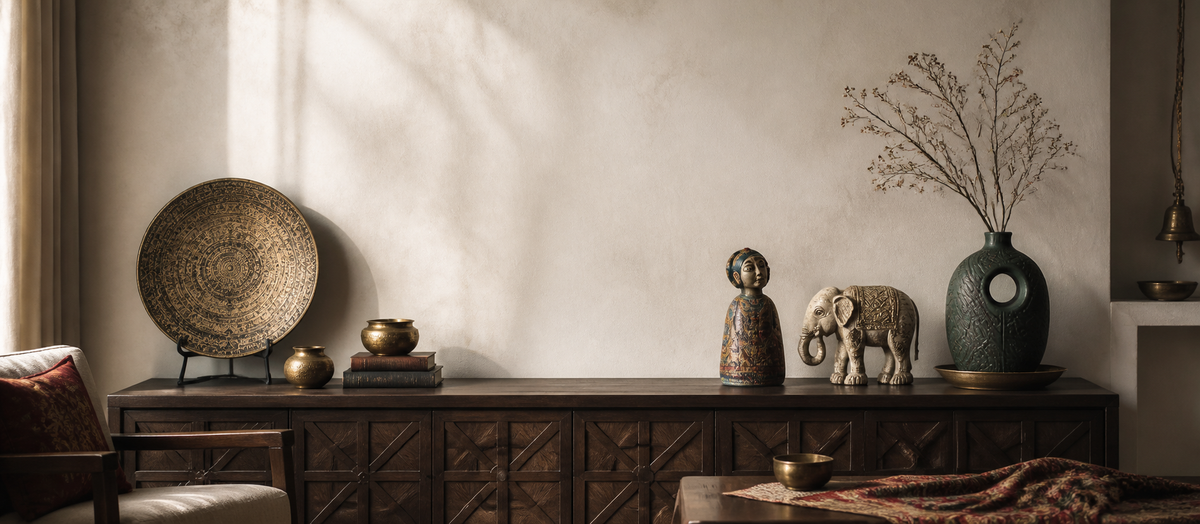 Maroysa handcrafted decor in a warm Indian interior