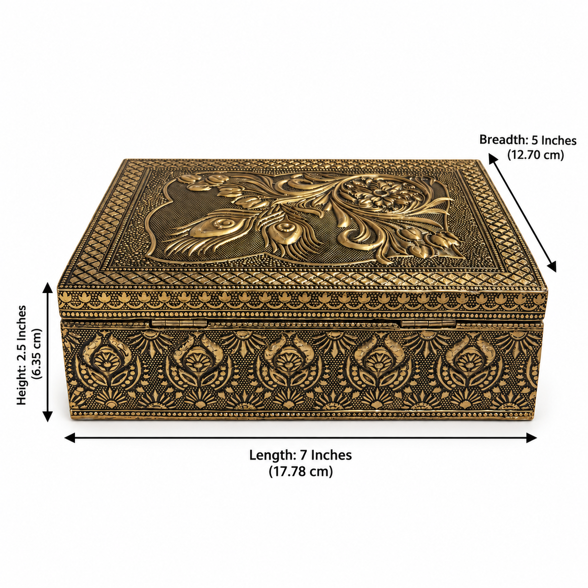 Mayura Bloom box dimensions: length 7 inches, breadth 5 inches, height 2.5 inches