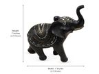 Black elephant figurine dimensions: height 7 inches and width 7 inches, 17.78 centimetres each