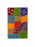 Rear view showing the colourful floral and paisley patchwork design