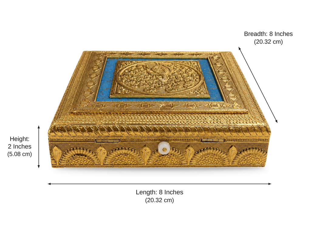Neel Mayur square jewellery box dimensions: length 8 inches, width 8 inches, height 2 inches