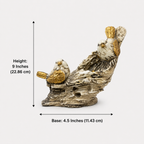 Bird pair sculpture dimensions, 9 inches high with a 4.5-inch base