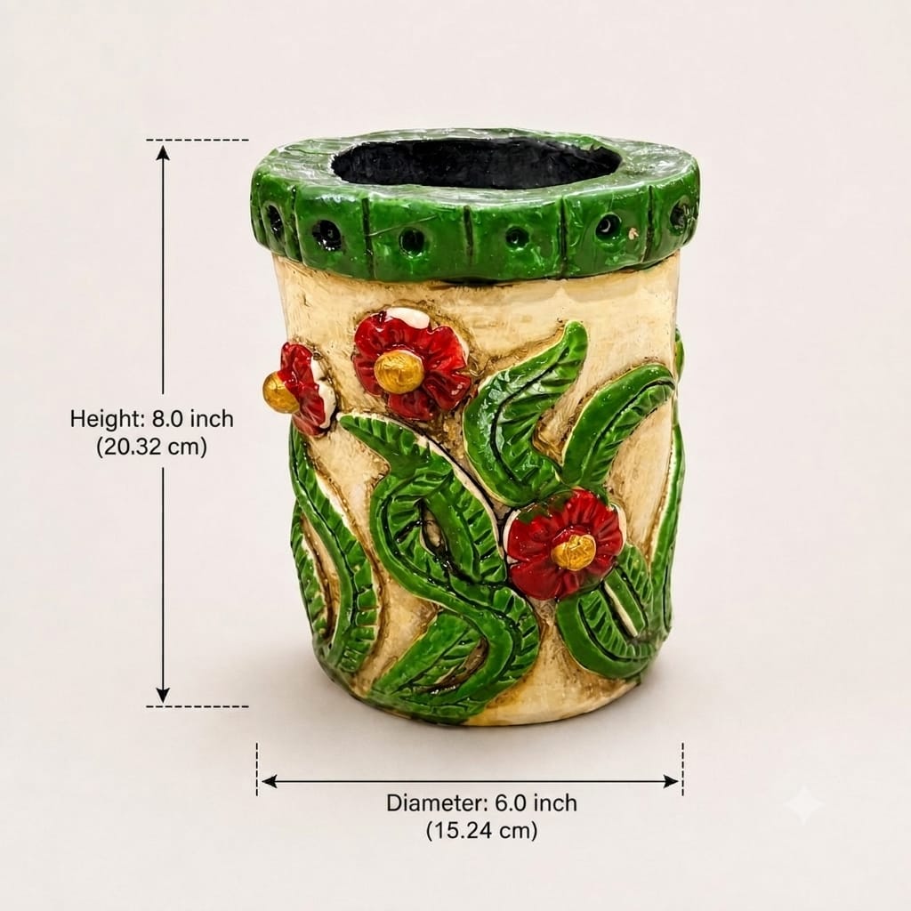 Nomad Bloom face pen stand dimensions: 8 inches high and 6 inches in diameter