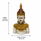 Buddha bust dimensions: 13 inches high and 8 inches wide