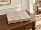 Pastel Gul blush-pink floral jewellery box displayed on a wooden console