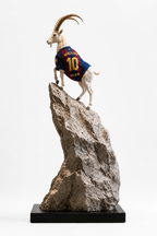 Peak of Greatness Messi-inspired GOAT sculpture front view