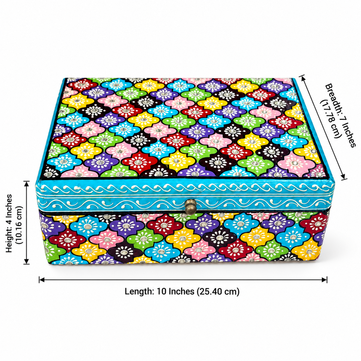 Larger Phool Mosaic box dimensions: 10 inches long, 7 inches wide and 4 inches high