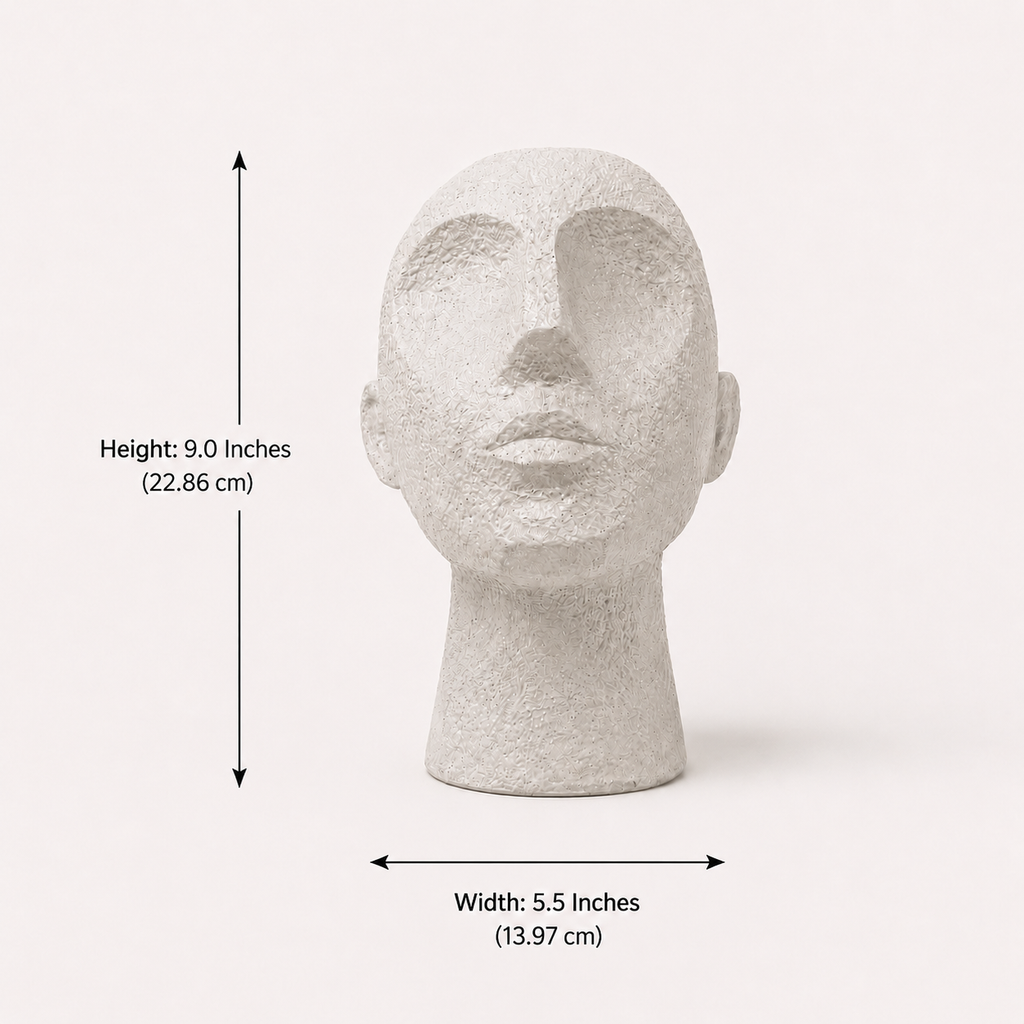 Quiet Presence face sculpture dimensions: 5.5 inches wide and 9 inches high