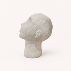 Quiet Presence textured white abstract face sculpture, side profile