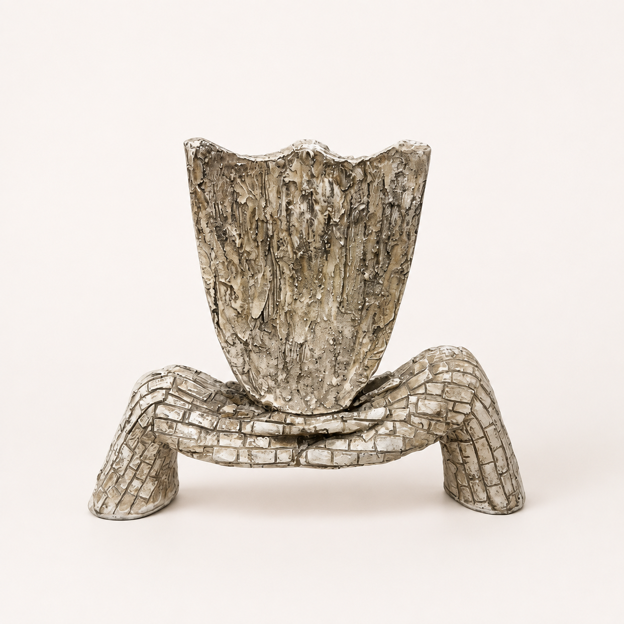Quiet Reflection mosaic face and hands decorative sculpture, back view