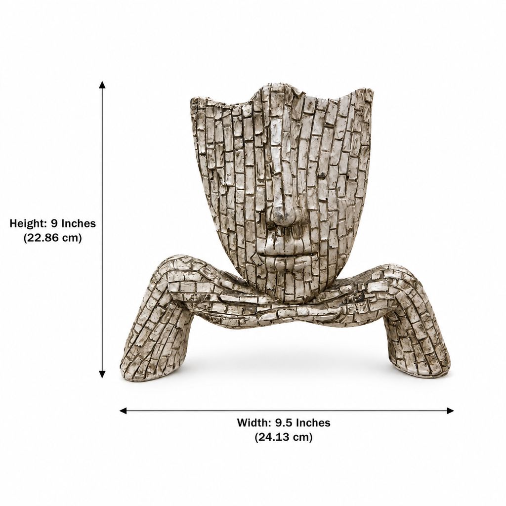 Quiet Reflection mosaic face and hands sculpture dimensions: 9 inches high and 9.5 inches wide