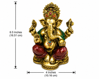 Ganesha idol dimensions showing 6.5 inches high by 4 inches wide, 16.51 by 10.16 cm