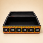 Open Rang Jyoti keepsake box showing its hinged lid and single black compartment