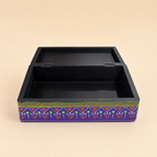Open Rang Leela keepsake box showing the hinged lid and single black interior compartment