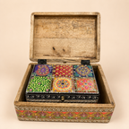 Rang Mahal set of two matching storage boxes, with the smaller box nested inside the open larger box