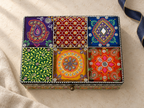 Overhead view of the Rang Mahal box showing all six decorative lid panels