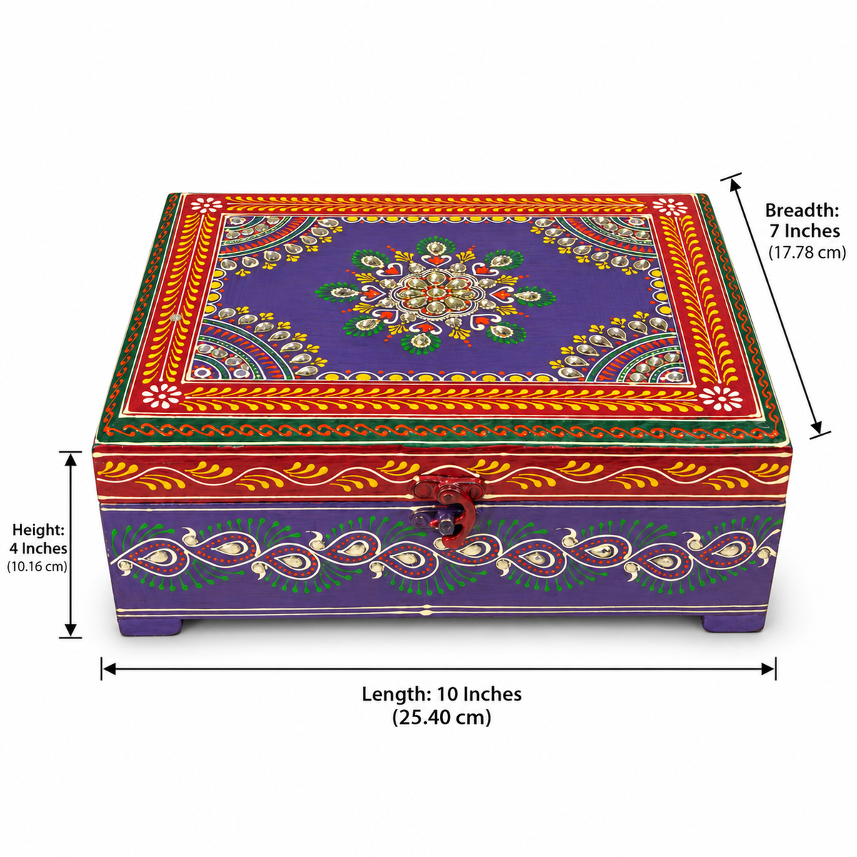 Rang Raas chest dimensions: length 10 inches, breadth 7 inches and height 4 inches