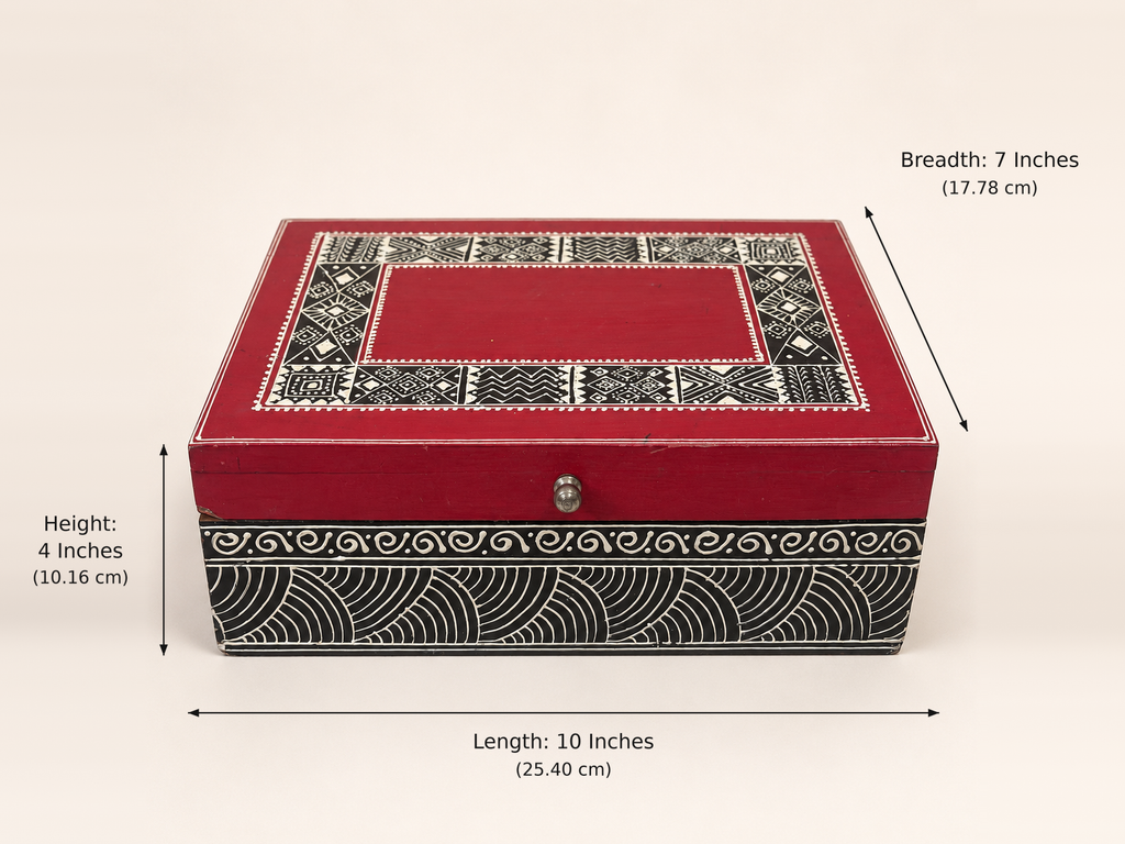 Rang Rekha keepsake box dimensions: length 10 inches, breadth 7 inches, height 4 inches