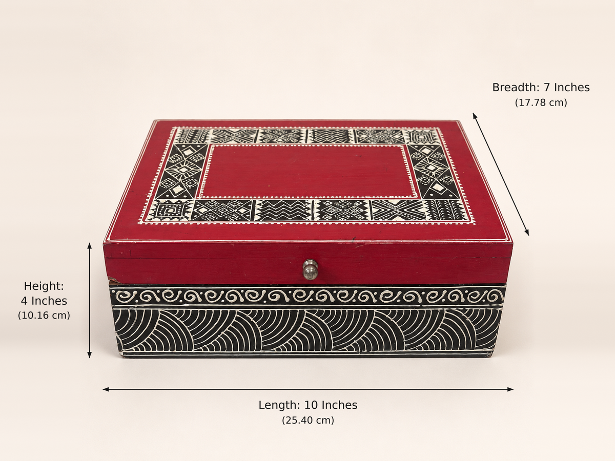 Rang Rekha keepsake box dimensions: length 10 inches, breadth 7 inches, height 4 inches
