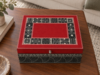 Rang Rekha geometric keepsake box displayed closed on a walnut table