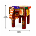 Rangoli Elephant Mini Decorative Stool dimensions: 3 inches wide and 4 inches high