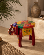 Rangoli Elephant Mini Decorative Stool styled in a warm interior