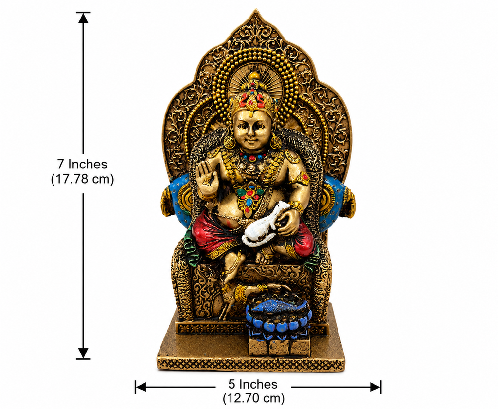 Lord Kuber idol dimensions showing 7 inches high by 5 inches wide, 17.78 by 12.70 cm